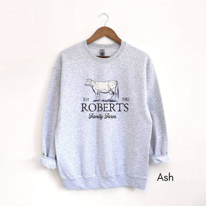 Custom Dairy Cow Family Farm Unisex Crewneck Sweatshirt
