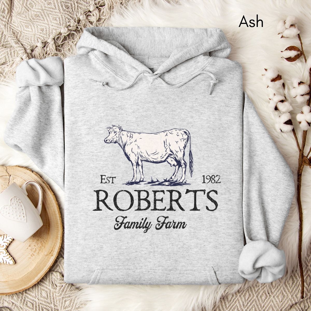 Custom Dairy Cow Family Farm Unisex Hooded Sweatshirt