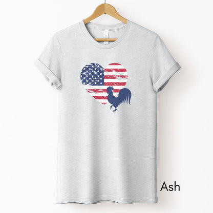 Patriotic Rooster Unisex Light Weight Jersey T-shirt