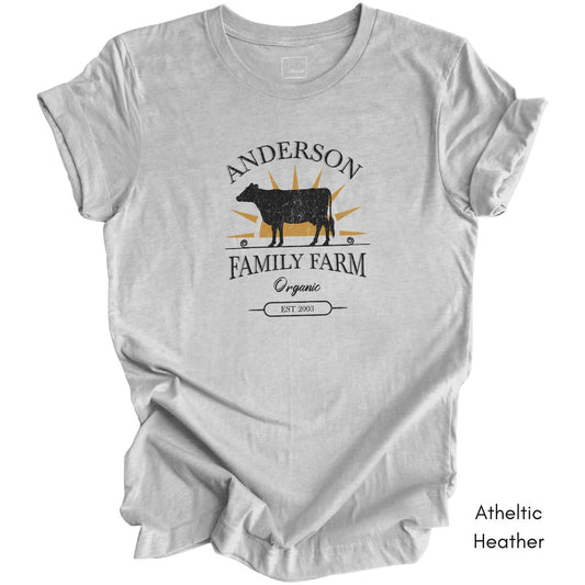 Custom Family Farm Dairy Cow Unisex Light Weight Jersey T-shirt