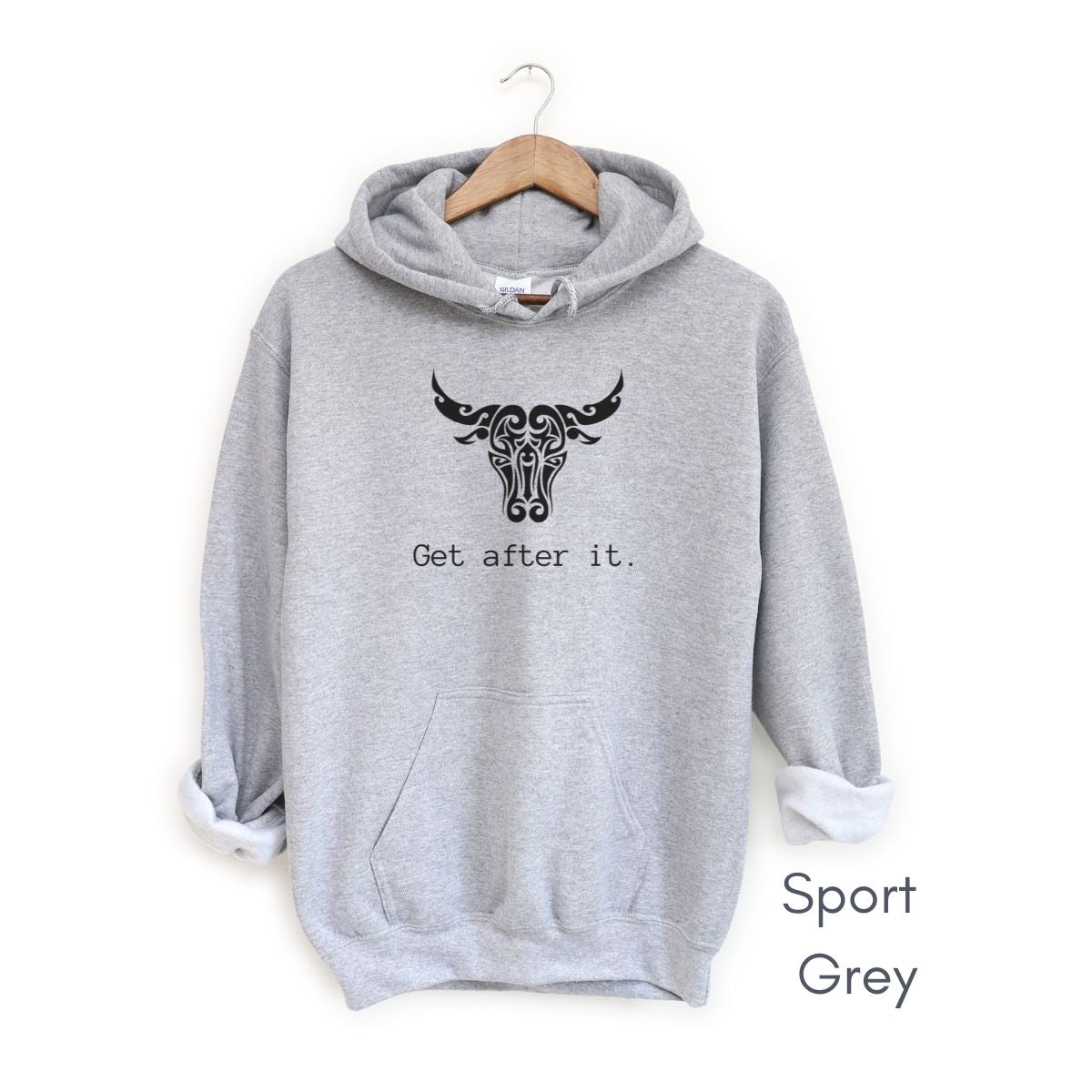 Get After It Unisex Heavy Blend™ Hooded Sweatshirt | Motivational Sweatshirt | Bull | Grab life by the horns