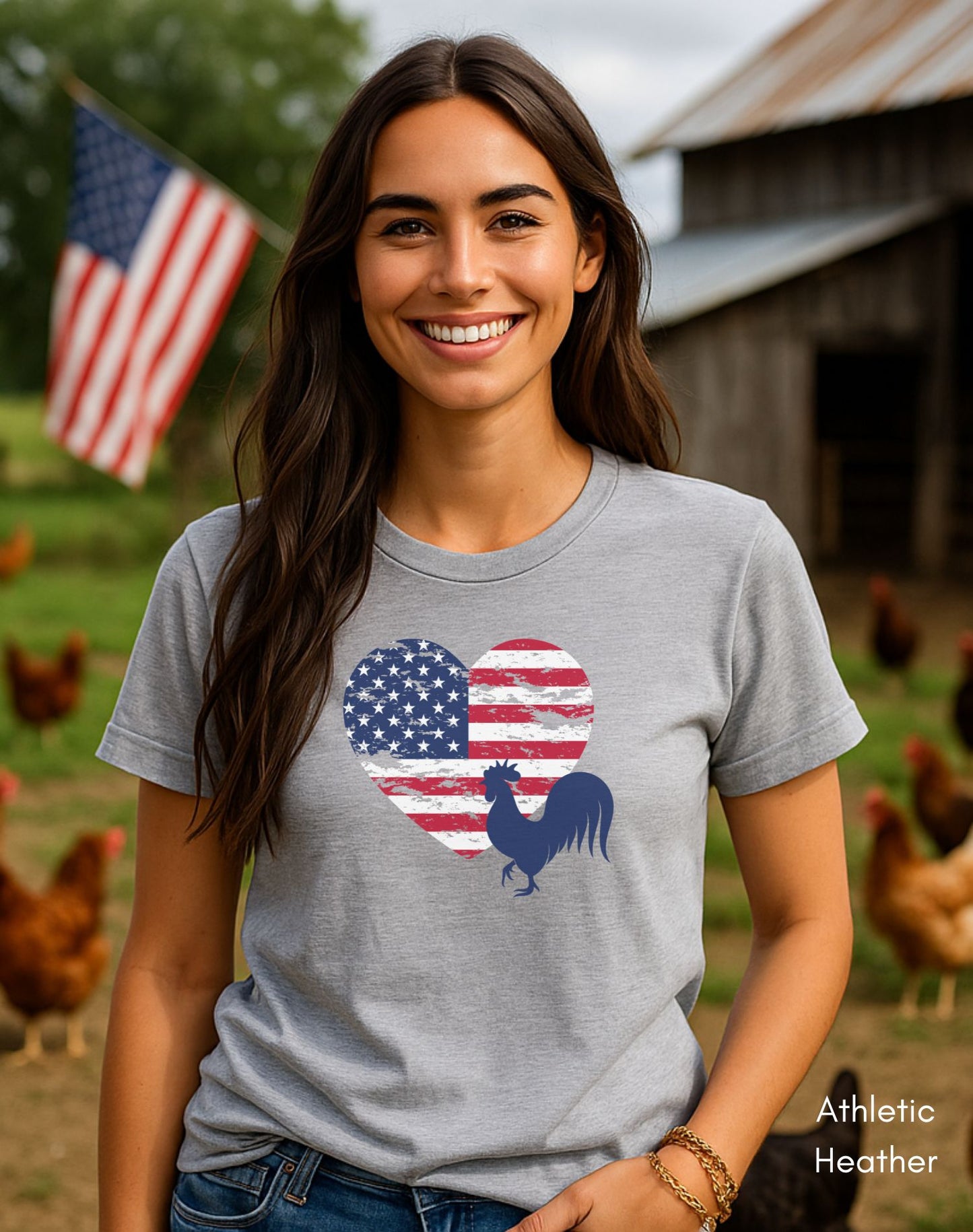 Patriotic Rooster Unisex Light Weight Jersey T-shirt