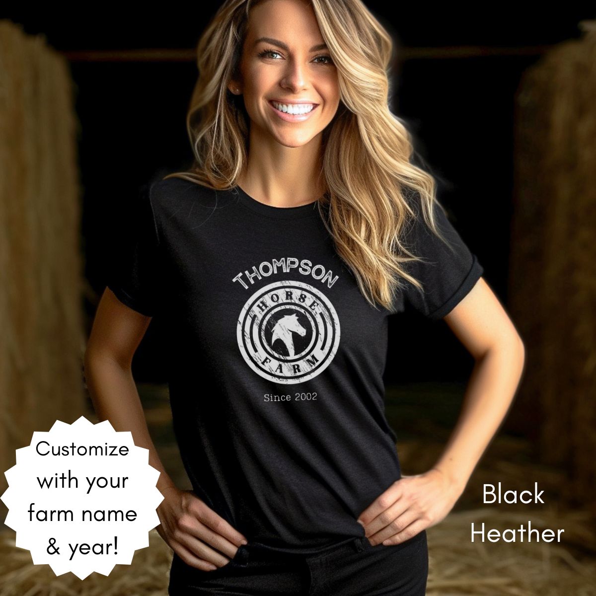 Custom Horse Farm Unisex Jersey Light Weight T-shirt