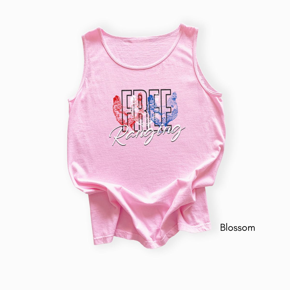 Free Ranging - Patriotic Chicken Unisex Garmet Dyed Tank Top