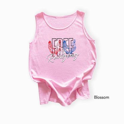 Free Ranging - Patriotic Chicken Unisex Garmet Dyed Tank Top