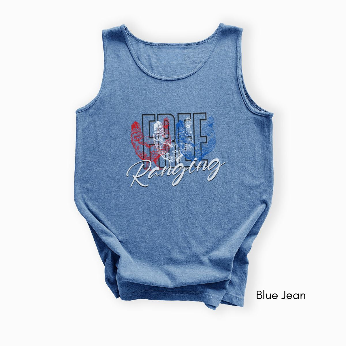 Free Ranging - Patriotic Chicken Unisex Garmet Dyed Tank Top