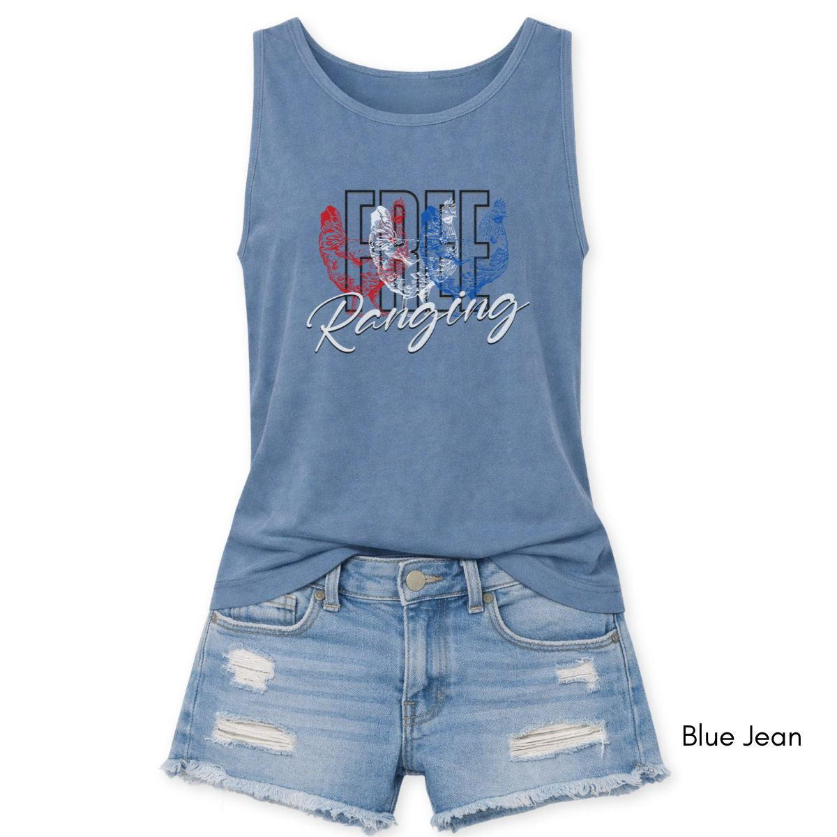 Free Ranging - Patriotic Chicken Unisex Garmet Dyed Tank Top