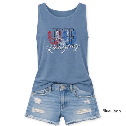 Free Ranging - Patriotic Chicken Unisex Garmet Dyed Tank Top