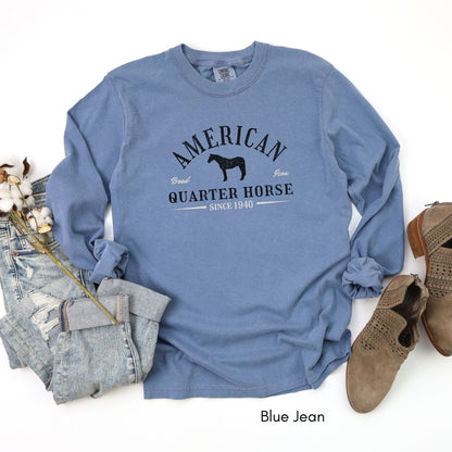 American Quarter Horse Long Sleeve Garment Dyed T-shirt
