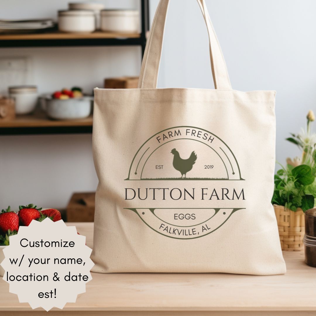 Custom Egg Farm Cotton Canvas Tote Bag