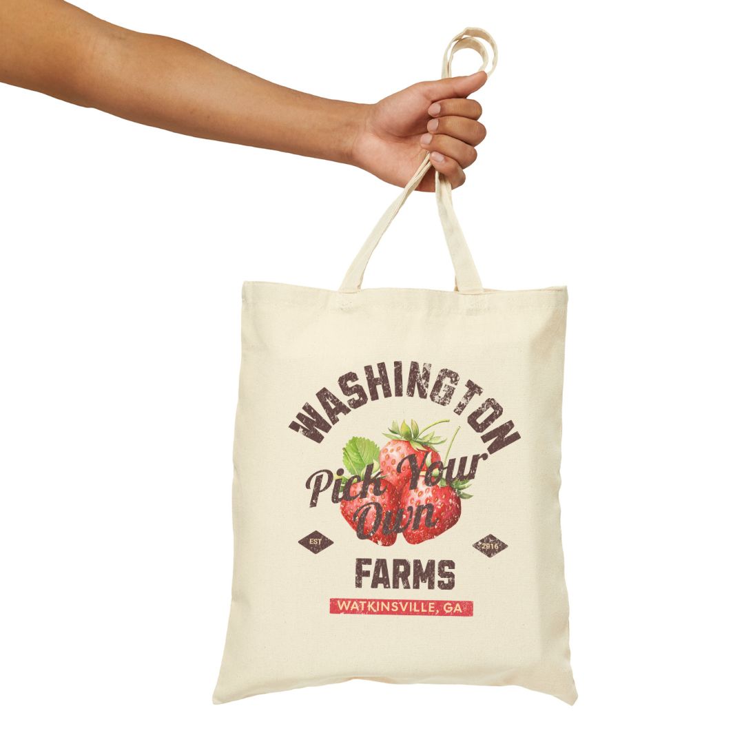 Custom Strawberry Farm Cotton Canvas Tote Bag