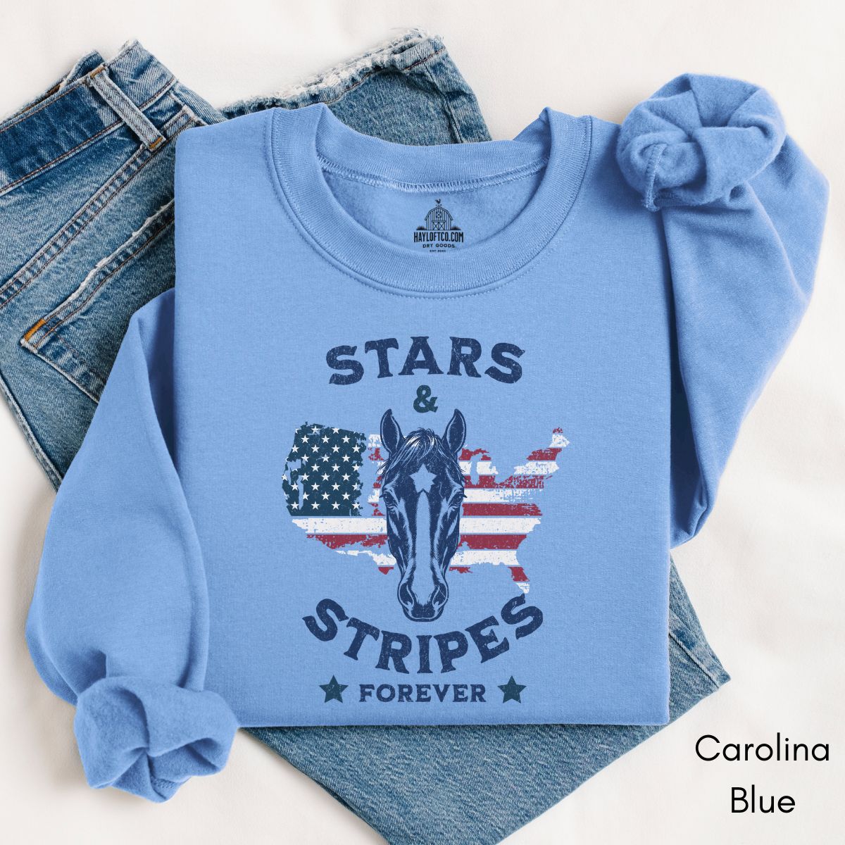 Stars & Stripes Forever - Patriotic Horse Lover Unisex Crewneck Sweatshirt