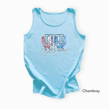 Free Ranging - Patriotic Chicken Unisex Garmet Dyed Tank Top