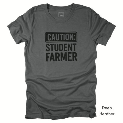 Caution Student Farmer T-shirt Unisex Jersey Light Weight Tee