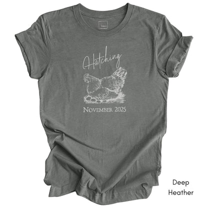 Hatching Custom Pregnancy Announcement Tee - Unisex Jersey Light Weight T-shirt