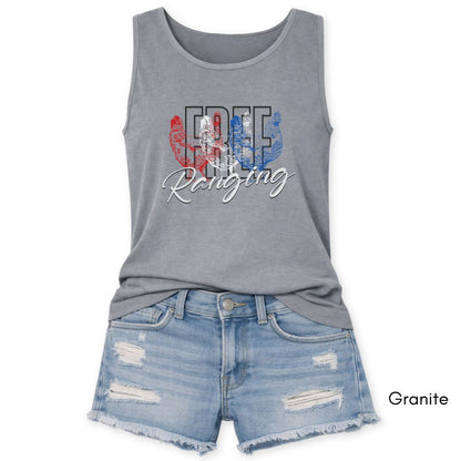 Free Ranging - Patriotic Chicken Unisex Garmet Dyed Tank Top