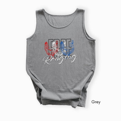 Free Ranging - Patriotic Chicken Unisex Garmet Dyed Tank Top
