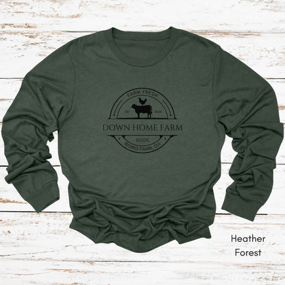 Custom Long Sleeve Light Weight Jersey Local Cattle Chicken Farm Tee