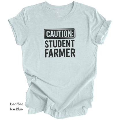 Caution Student Farmer T-shirt Unisex Jersey Light Weight Tee