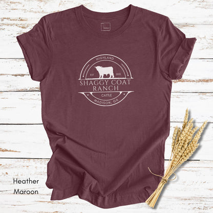 Custom Highland Cattle Farm Unisex Jersey Light Weight T-shirt