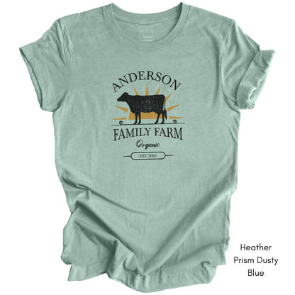 Custom Family Farm Dairy Cow Unisex Light Weight Jersey T-shirt