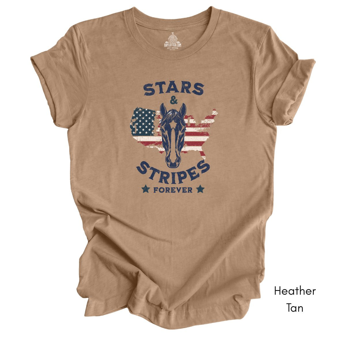 Stars & Stripes Forever Patriotic Horse Unisex Jersey Light Weight T-shirt