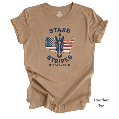 Stars & Stripes Forever Patriotic Horse Unisex Jersey Light Weight T-shirt