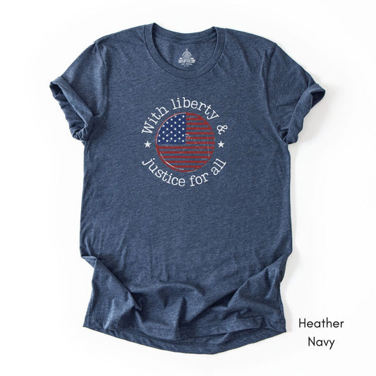 With Liberty & Justice for All Pledge of Allegiance Unisex Jersey T-shirt