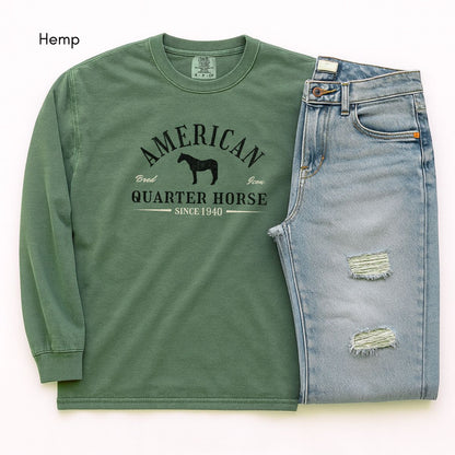 American Quarter Horse Long Sleeve Garment Dyed T-shirt