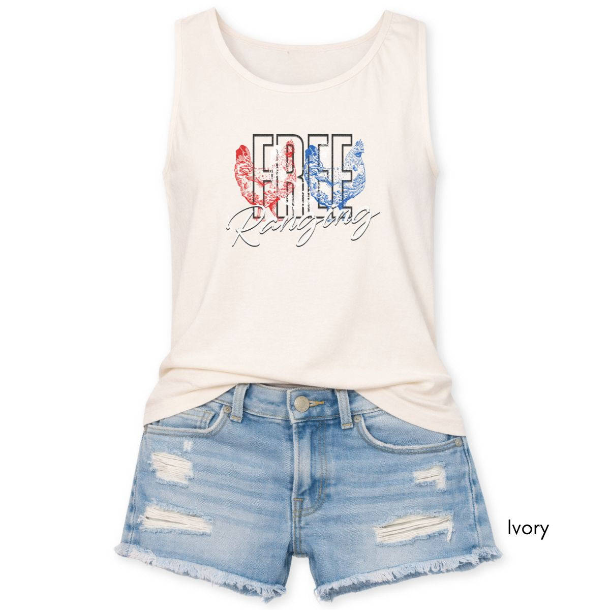 Free Ranging - Patriotic Chicken Unisex Garmet Dyed Tank Top