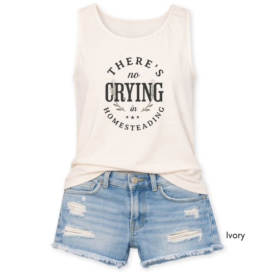 There's No Crying in Homesteading - Unisex Garmet Dyed Tank Top
