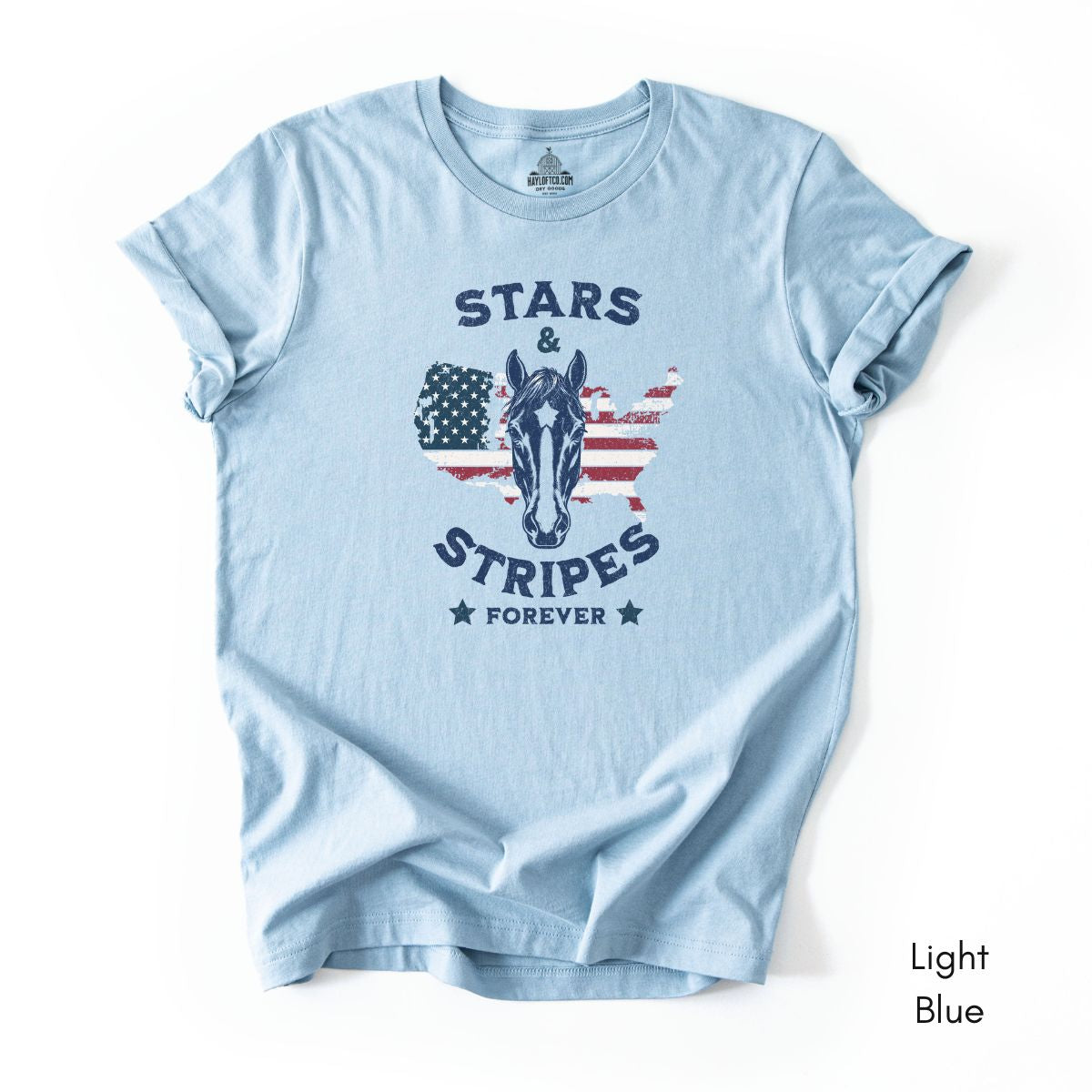 Stars & Stripes Forever Patriotic Horse Unisex Jersey Light Weight T-shirt