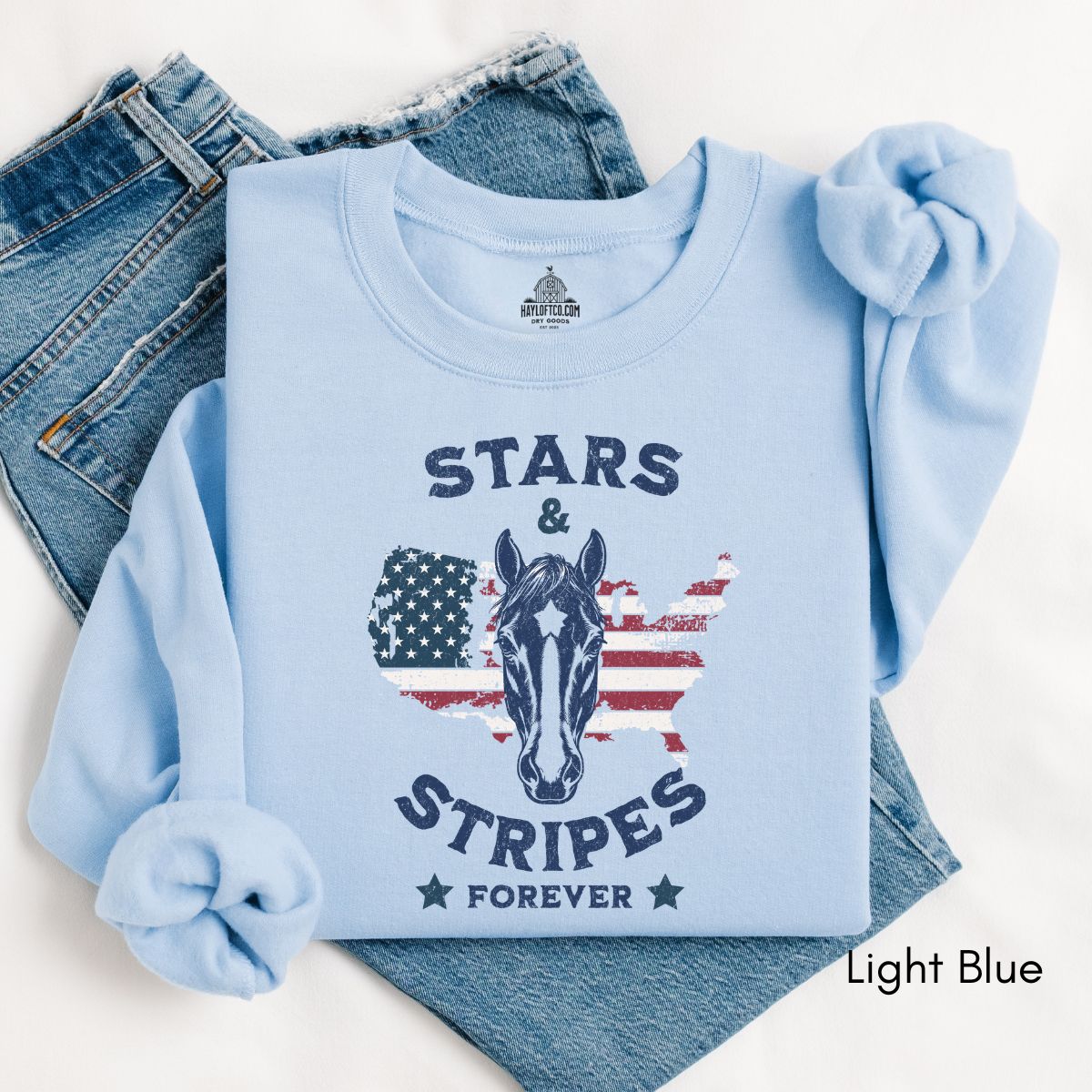 Stars & Stripes Forever - Patriotic Horse Lover Unisex Crewneck Sweatshirt