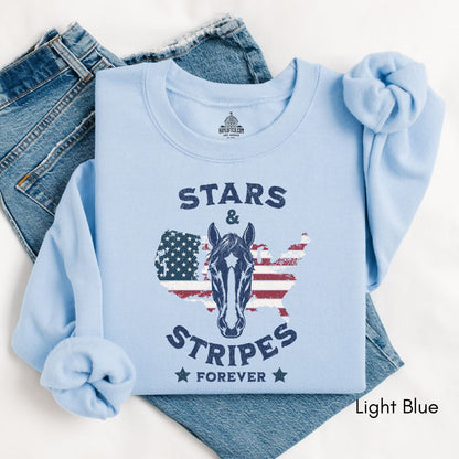 Stars & Stripes Forever - Patriotic Horse Lover Unisex Crewneck Sweatshirt
