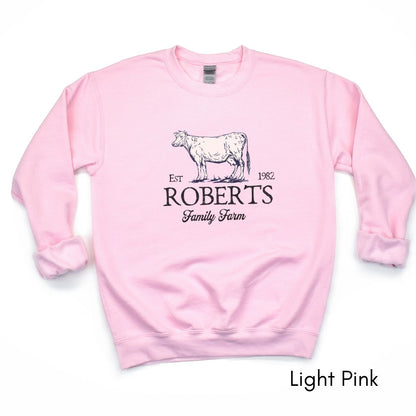 Custom Dairy Cow Family Farm Unisex Crewneck Sweatshirt