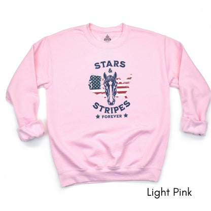 Stars & Stripes Forever - Patriotic Horse Lover Unisex Crewneck Sweatshirt
