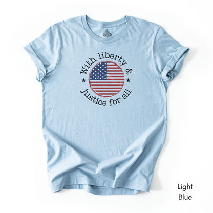 With Liberty & Justice for All Pledge of Allegiance Unisex Jersey T-shirt