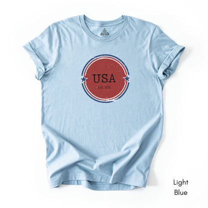 USA Est 1776 Unisex Light Weight Jersey Group T-shirt