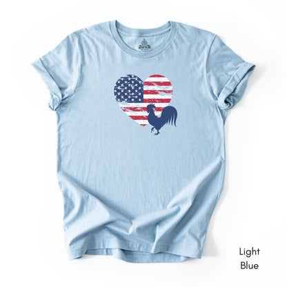 Patriotic Rooster Unisex Light Weight Jersey T-shirt