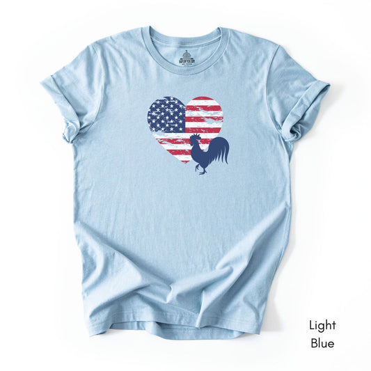 Patriotic Rooster Unisex Light Weight Jersey T-shirt