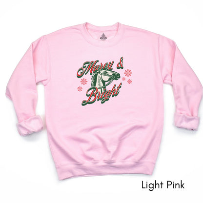 Marey & Bright Funny Holiday Horse Unisex Crewneck Sweatshirt