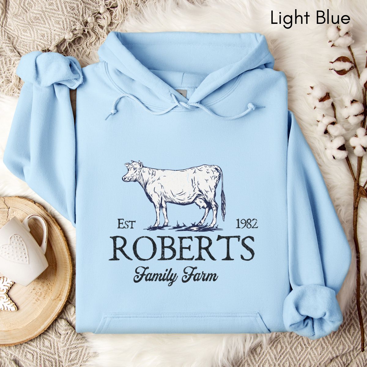 Custom Dairy Cow Family Farm Unisex Hooded Sweatshirt