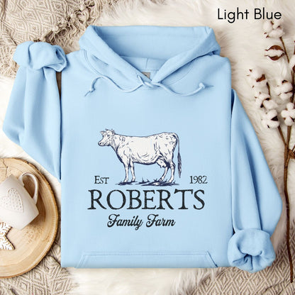 Custom Dairy Cow Family Farm Unisex Hooded Sweatshirt