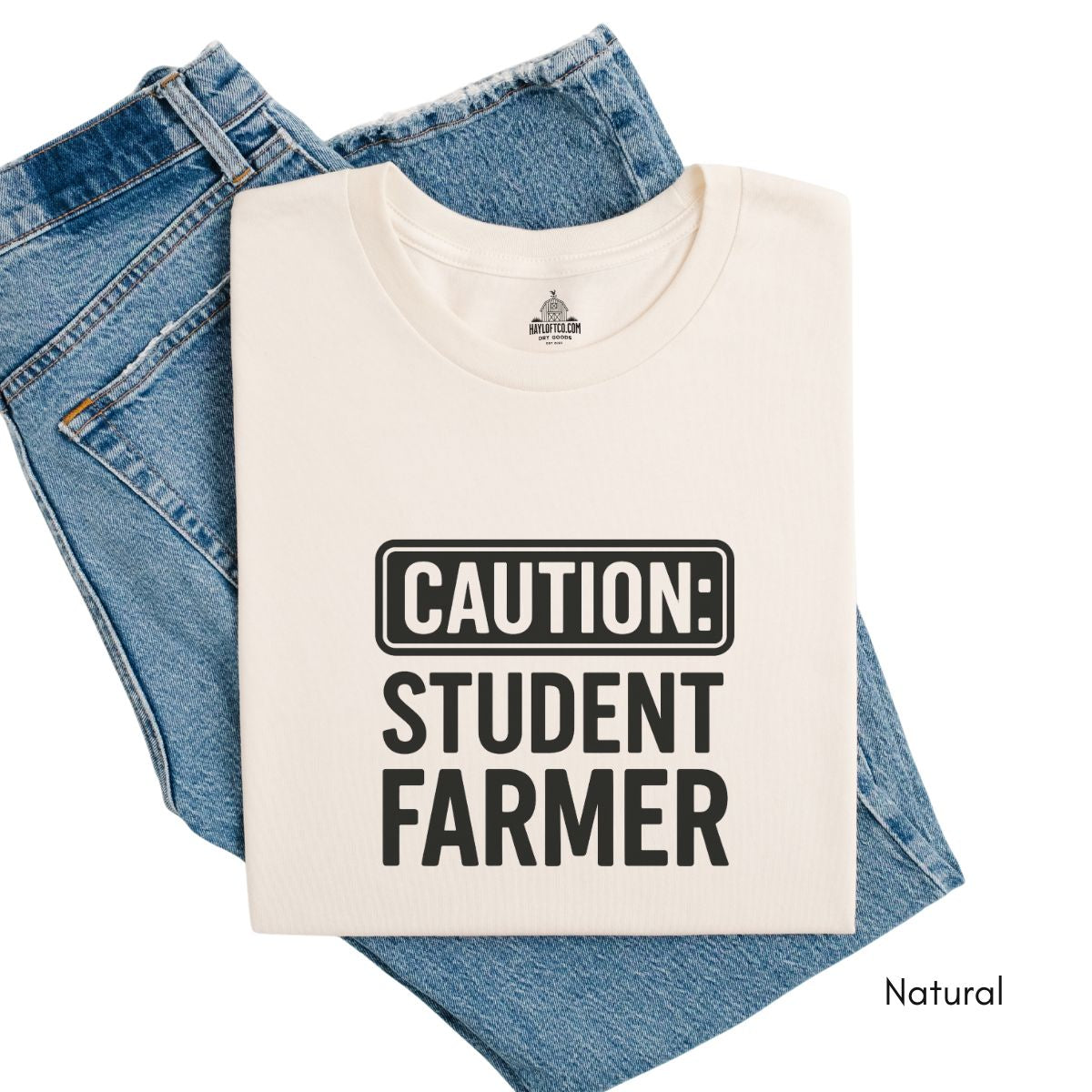 Caution Student Farmer T-shirt Unisex Jersey Light Weight Tee