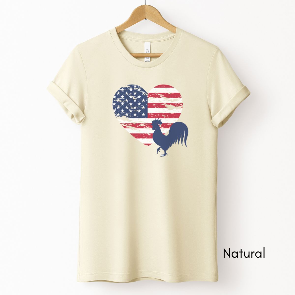 Patriotic Rooster Unisex Light Weight Jersey T-shirt