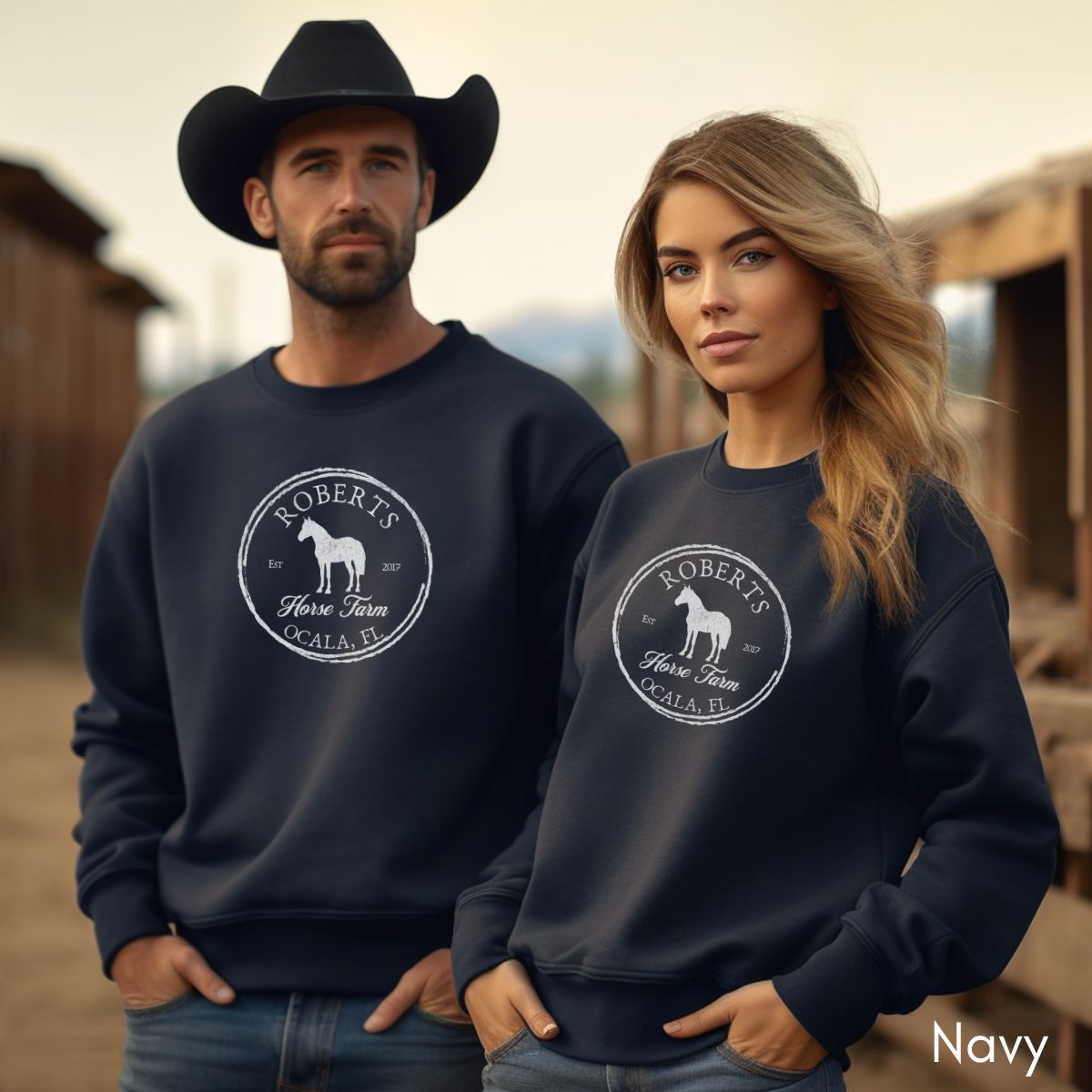 Custom Local Horse Farm Unisex Crewneck Sweatshirt