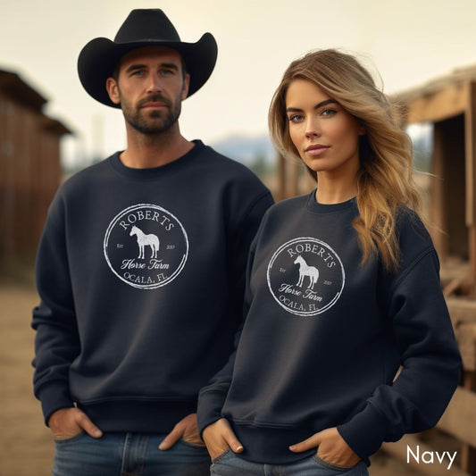 Custom Local Horse Farm Unisex Crewneck Sweatshirt
