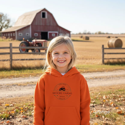 Custom Farm YOUTH/KIDS Heavy Blend Hooded Tractor Sweatshirt