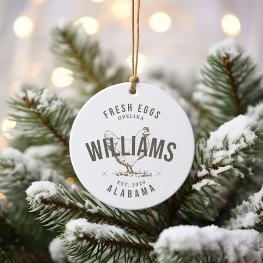 Custom Egg Farm Ceramic Ornament