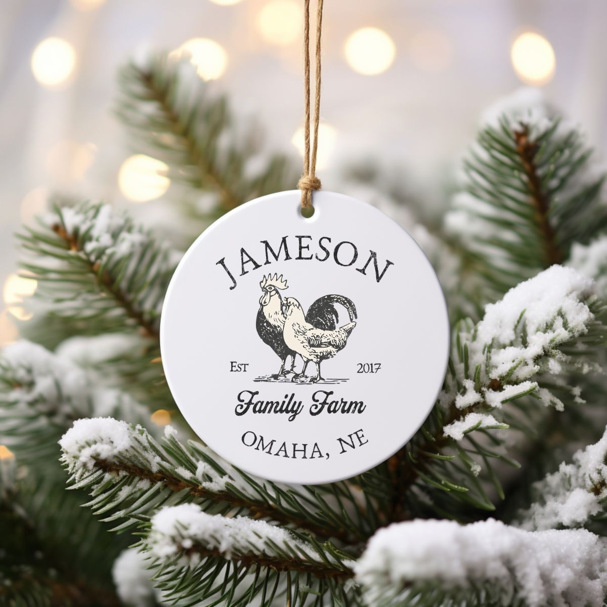 Custom Farm Ceramic Chicken Ornament